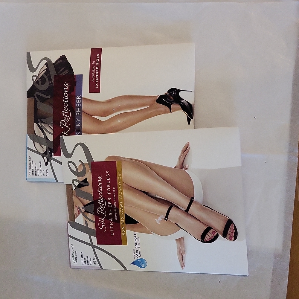 Hanes Silk Reflections Ultra Sheer Control Top and Control Top Toeless Size CD